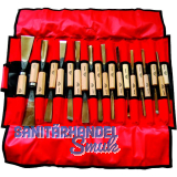STUBAI Bildhauer-Stechbeitel-Profi-Satz mit Holzheft in Rolltasche 20-teilig