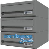 JU Hausbrieffachanlage 3-teilig, 300 x 330 x 380 mm, Stahl grau RAL 9007