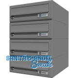 JU Hausbrieffachanlage 4-teilig, 300 x 440 x 380 mm, Stahl grau RAL 9007