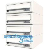 JU Hausbrieffachanlage 4-teilig, 300 x 440 x 380 mm, Stahl wei� RAL 9016