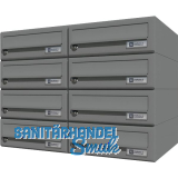 JU Hausbrieffachanlage 8-teilig, 600 x 440 x 380 mm, Stahl grau RAL 9007