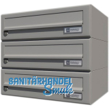 JU Hausbrieffachanlage 3-teilig, 375 x 330 x 280 mm, Stahl grau RAL 9007