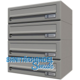 JU Hausbrieffachanlage 4-teilig, 375 x 440 x 280 mm, Stahl grau RAL 9007