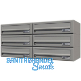 JU Hausbrieffachanlage 6-teilig, 750 x 330 x 280 mm, Stahl grau RAL 9007