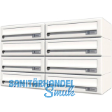 JU Hausbrieffachanlage 8-teilig, 750 x 440 x 280 mm, Stahl wei� RAL 9016