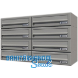 JU Hausbrieffachanlage 8-teilig, 750 x 440 x 280 mm, Stahl grau RAL 9007