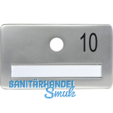SOLIDO Namensschild ohne Spion, Bohrung � 14, Alu silber eloxiert, Gravur Nr. 10