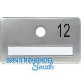 SOLIDO Namensschild ohne Spion, Bohrung � 14, Alu silber eloxiert, Gravur Nr. 12