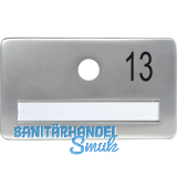 SOLIDO Namensschild ohne Spion, Bohrung � 14, Alu silber eloxiert, Gravur Nr. 13