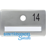 SOLIDO Namensschild ohne Spion, Bohrung � 14, Alu silber eloxiert, Gravur Nr. 14