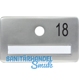 SOLIDO Namensschild ohne Spion, Bohrung � 14, Alu silber eloxiert, Gravur Nr. 18