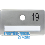 SOLIDO Namensschild ohne Spion, Bohrung � 14, Alu silber eloxiert, Gravur Nr. 19
