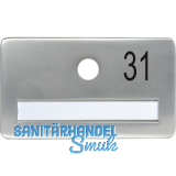 SOLIDO Namensschild ohne Spion, Bohrung � 14, Alu silber eloxiert, Gravur Nr. 31