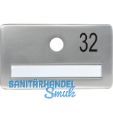 SOLIDO Namensschild ohne Spion, Bohrung � 14, Alu silber eloxiert, Gravur Nr. 32