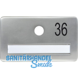 SOLIDO Namensschild ohne Spion, Bohrung � 14, Alu silber eloxiert, Gravur Nr. 36