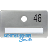 SOLIDO Namensschild ohne Spion, Bohrung � 14, Alu silber eloxiert, Gravur Nr. 46