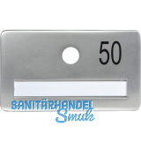 SOLIDO Namensschild ohne Spion, Bohrung � 14, Alu silber eloxiert, Gravur Nr. 50