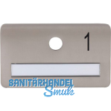 SOLIDO Namensschild ohne Spion, Bohrung � 14, Edelstahl satiniert, Gravur Nr. 1