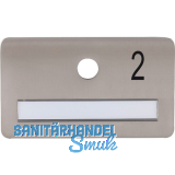 SOLIDO Namensschild ohne Spion, Bohrung � 14, Edelstahl satiniert, Gravur Nr. 2