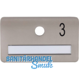 SOLIDO Namensschild ohne Spion, Bohrung � 14, Edelstahl satiniert, Gravur Nr. 3