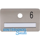 SOLIDO Namensschild ohne Spion, Bohrung � 14, Edelstahl satiniert, Gravur Nr. 6