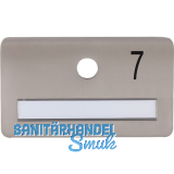 SOLIDO Namensschild ohne Spion, Bohrung � 14, Edelstahl satiniert, Gravur Nr. 7