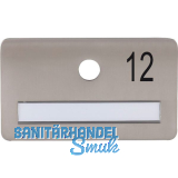 SOLIDO Namensschild ohne Spion, Bohrung � 14, Edelstahl satiniert, Gravur Nr. 12