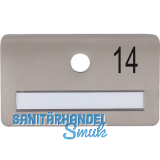 SOLIDO Namensschild ohne Spion, Bohrung � 14, Edelstahl satiniert, Gravur Nr. 14