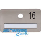 SOLIDO Namensschild ohne Spion, Bohrung � 14, Edelstahl satiniert, Gravur Nr. 16