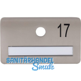 SOLIDO Namensschild ohne Spion, Bohrung � 14, Edelstahl satiniert, Gravur Nr. 17