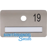 SOLIDO Namensschild ohne Spion, Bohrung � 14, Edelstahl satiniert, Gravur Nr. 19