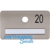 SOLIDO Namensschild ohne Spion, Bohrung � 14, Edelstahl satiniert, Gravur Nr. 20