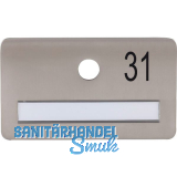 SOLIDO Namensschild ohne Spion, Bohrung � 14, Edelstahl satiniert, Gravur Nr. 31
