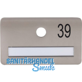 SOLIDO Namensschild ohne Spion, Bohrung � 14, Edelstahl satiniert, Gravur Nr. 39