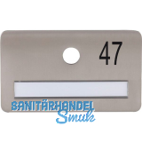 SOLIDO Namensschild ohne Spion, Bohrung � 14, Edelstahl satiniert, Gravur Nr. 47