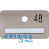 SOLIDO Namensschild ohne Spion, Bohrung � 14, Edelstahl satiniert, Gravur Nr. 48