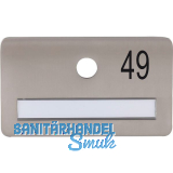 SOLIDO Namensschild ohne Spion, Bohrung � 14, Edelstahl satiniert, Gravur Nr. 49