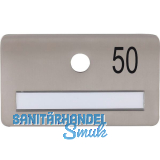 SOLIDO Namensschild ohne Spion, Bohrung � 14, Edelstahl satiniert, Gravur Nr. 50