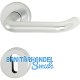 Feuerschutz-Dr�ckergarnitur PARIS auf Rosette PZ, 40 - 45 mm, silber eloxiert