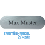 Namensschild oval mit Gravur, Edelstahl Effekt