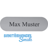 Namensschild oval mit Gravur, alufarbig