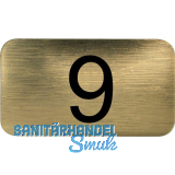 Nummernschild selbstklebend, 35 x 20 mm, Type 9, Kunststoff gold metallic