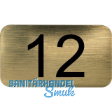 Nummernschild selbstklebend, 35 x 20 mm, Type 12, Kunststoff gold metallic