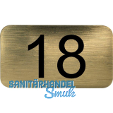 Nummernschild selbstklebend, 35 x 20 mm, Type 18, Kunststoff gold metallic