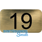 Nummernschild selbstklebend, 35 x 20 mm, Type 19, Kunststoff gold metallic