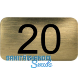Nummernschild selbstklebend, 35 x 20 mm, Type 20, Kunststoff gold metallic
