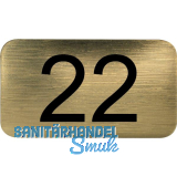 Nummernschild selbstklebend, 35 x 20 mm, Type 22, Kunststoff gold metallic