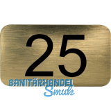 Nummernschild selbstklebend, 35 x 20 mm, Type 25, Kunststoff gold metallic