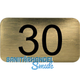 Nummernschild selbstklebend, 35 x 20 mm, Type 30, Kunststoff gold metallic