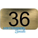 Nummernschild selbstklebend, 35 x 20 mm, Type 36, Kunststoff gold metallic